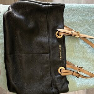 Michael Kors Black Tote with Tan Straps